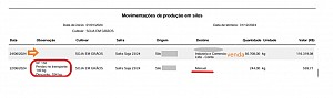 Melhoria em relatório Movimentações de produção em silos