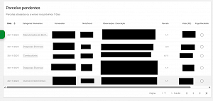 Ajuste layout parcelas pendentes na p&aacute;gina inicial
